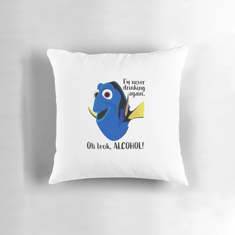 Finding Nemo and Dory "Never Drinking Again" Pillow