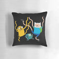Finn and Jake from Adventure Time sitting on a colorful BMO-themed pillow, perfect for gaming, relaxing, and taking breaks.