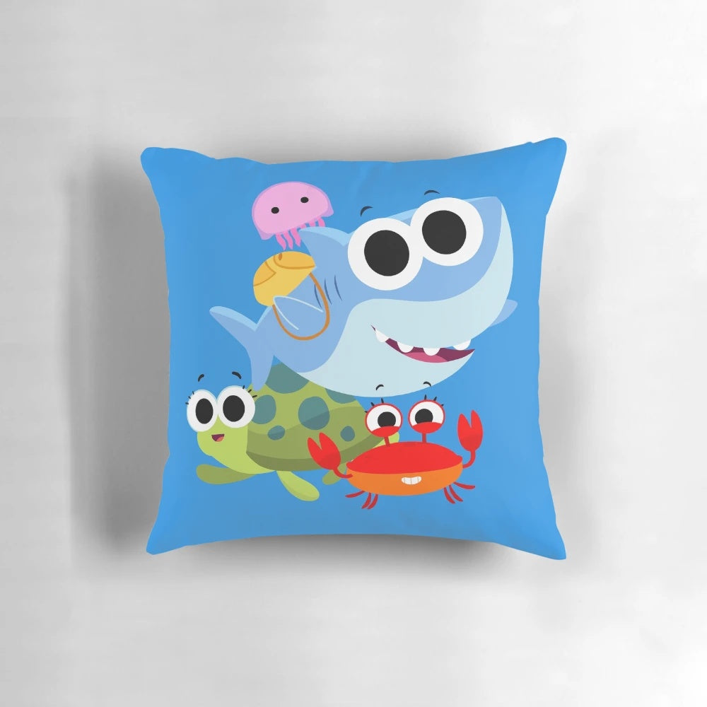 Finny the Shark 01 Pillow featuring a cute baby shark design for children