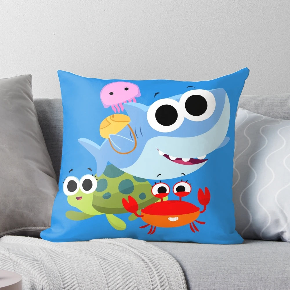 Finny the Shark 01 Pillow featuring a cute baby shark design for children