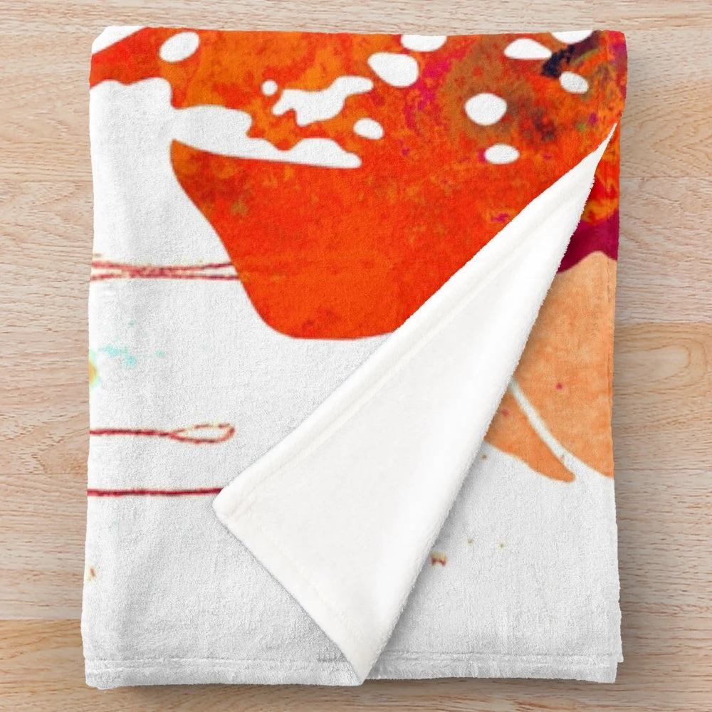 Audrey Hepburn inspired plush blanket in fire colors