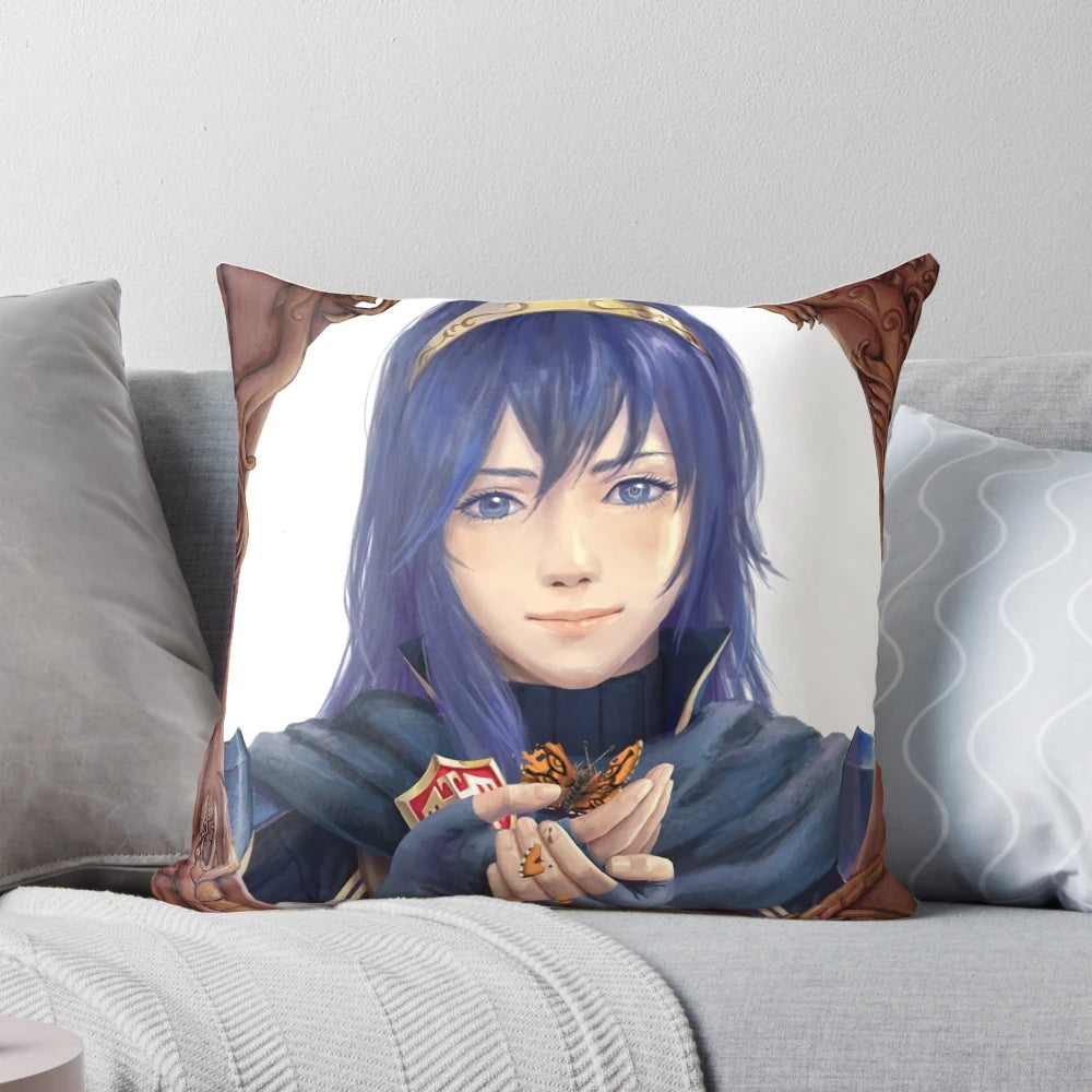 A vibrant and colorful pillow featuring a butterfly and dragons, perfect for Fire Emblem and Super Smash Bros enthusiasts.