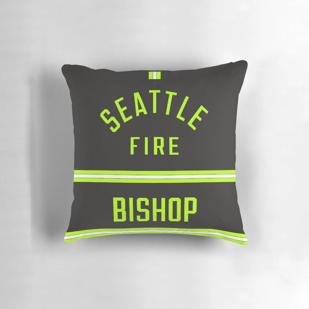 Station 19 themed pillow featuring the Seattle fire department