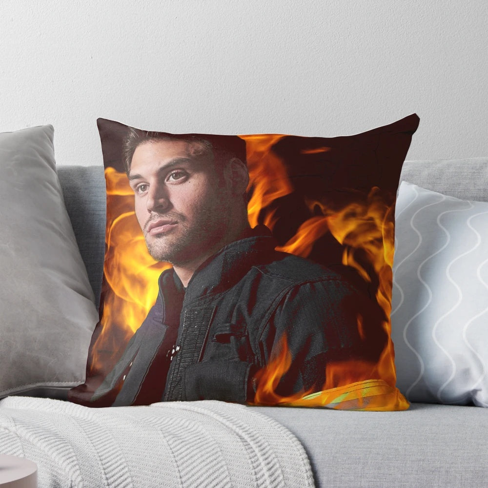 Pillow featuring flames design and text "911 - Eddie Diaz