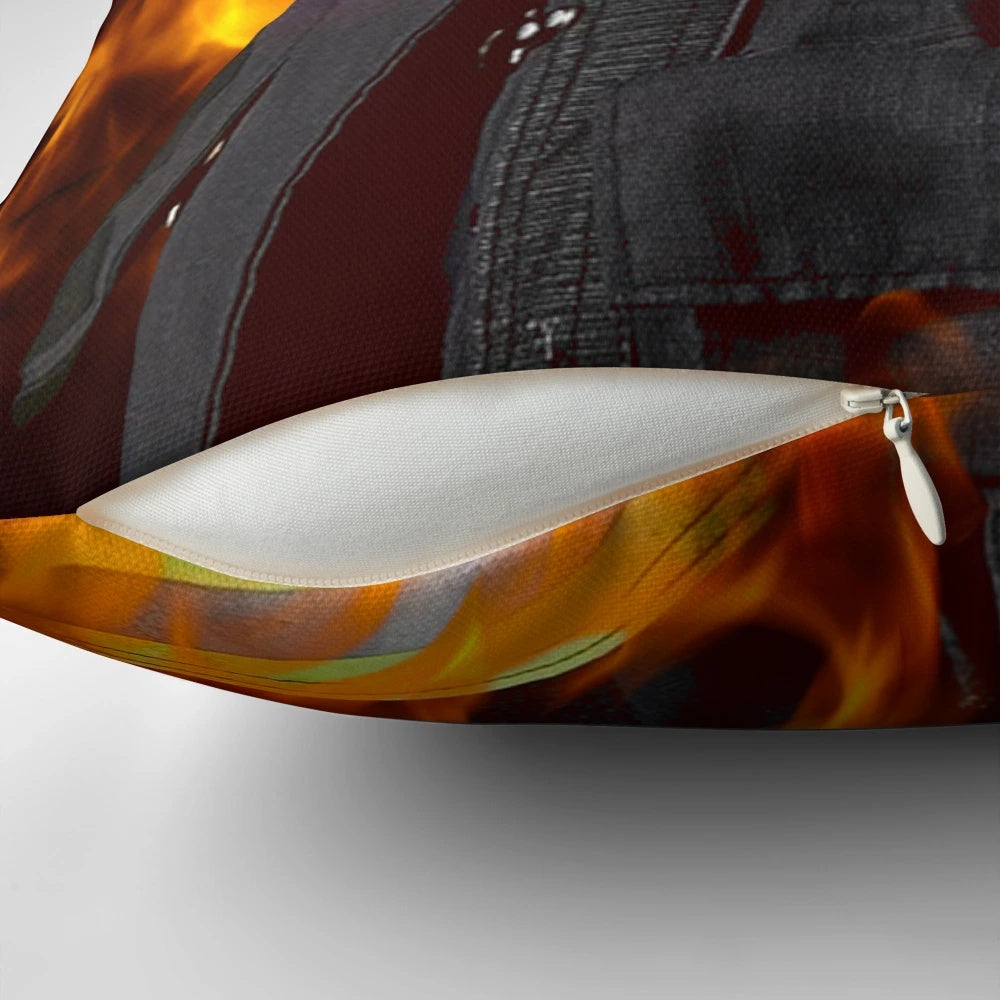 Pillow featuring flames design and text "911 - Eddie Diaz