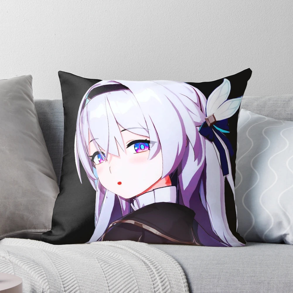 Firefly Honkai Star Rail inspired anime pillow featuring stickers and meme case design