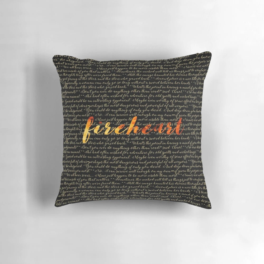 Fireheart Quoted Design Pillow, a decorative accent pillow for home decor