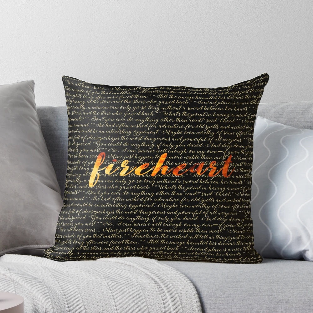 Fireheart Quoted Design Pillow, a decorative accent pillow for home decor