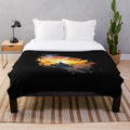 Fishing boat watercolor design on a plush blanket