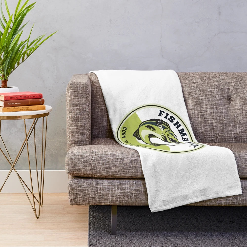 Fishing Plush Blanket with Fishermen Design