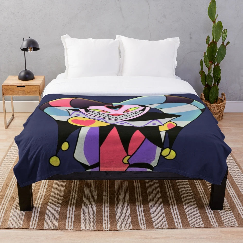 Fizzarolli inspired plush blanket featuring characters from Hazbin Hotel and Helluva Boss