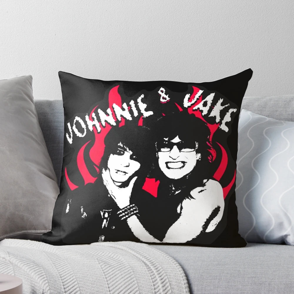 Vibrant flames pillow featuring YouTube stars Jake and Johnnie