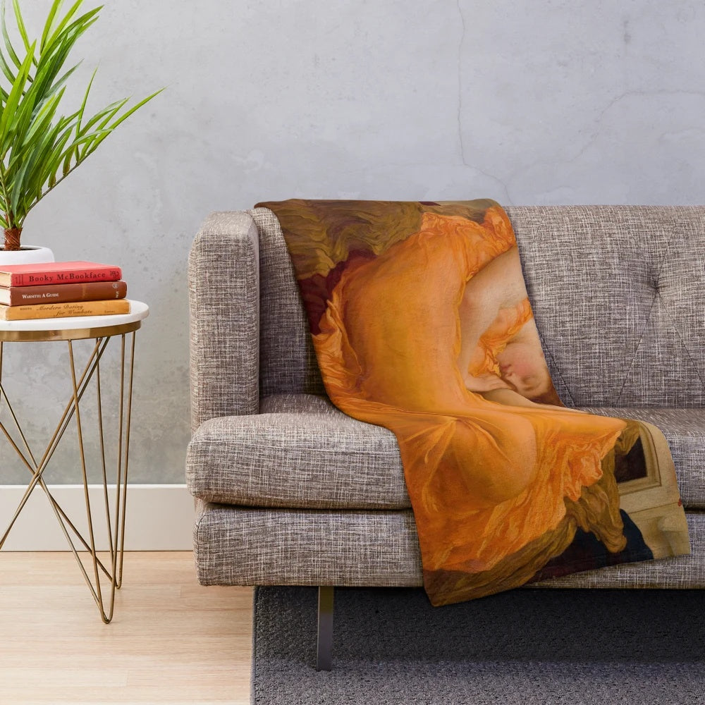 Flaming June Plush Blanket featuring Frederic Leighton's famous painting
