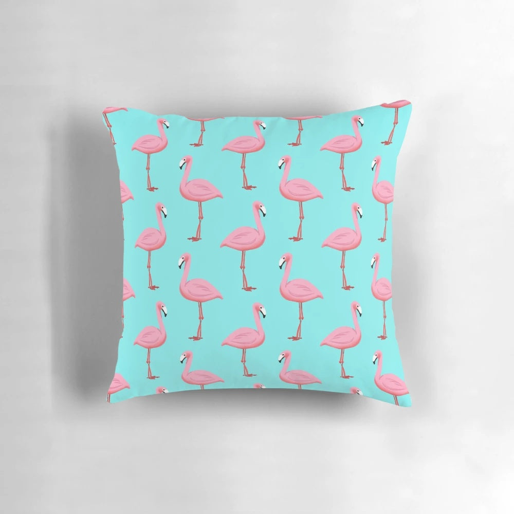 Vibrant flamingo pattern decorative pillow for summer home decor