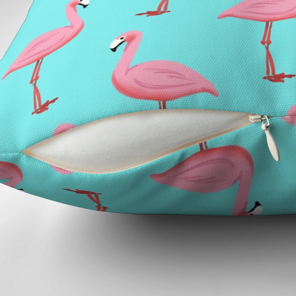 Vibrant flamingo pattern decorative pillow for summer home decor