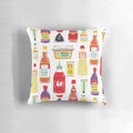 Vibrant Pillow Featuring Iconic Asian Cooking Ingredients and Sauces