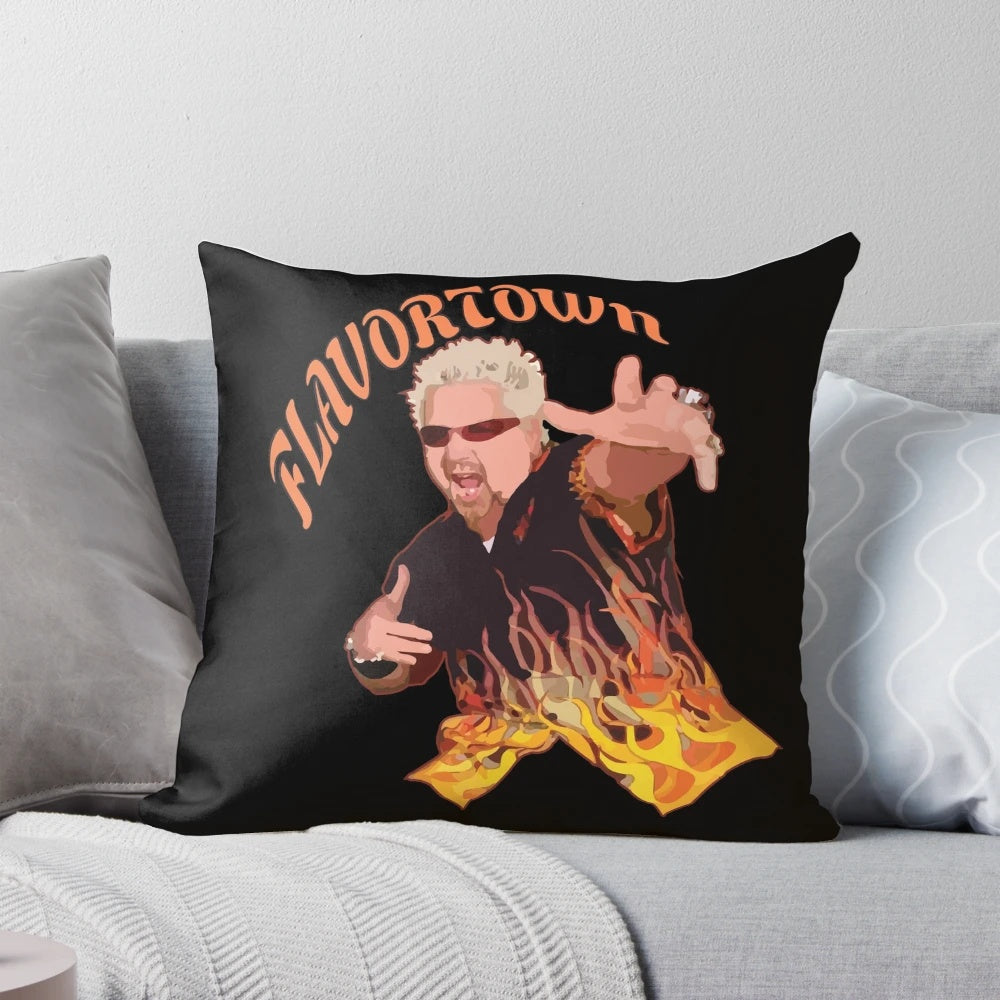 Flavortown themed Guy Fieri inspired decorative throw pillow