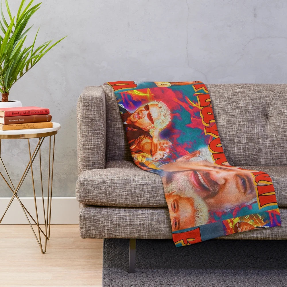 Flavortown plush blanket featuring Guy Fieri's iconic look and style