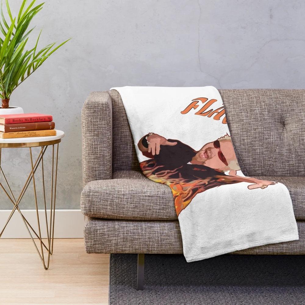 Guy Fieri inspired plush blanket with Flavortown design