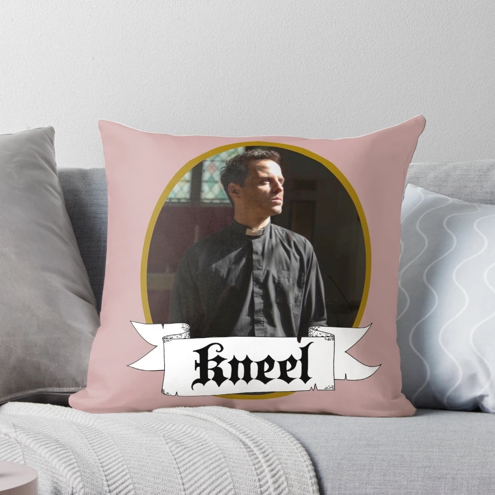 Fleabag Sexy Priest Throw Pillow featuring Andrew Scott as the irresistible priest from the hit BBC series