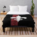 Fleur de lis inspired plush blanket with warhammer gaming theme