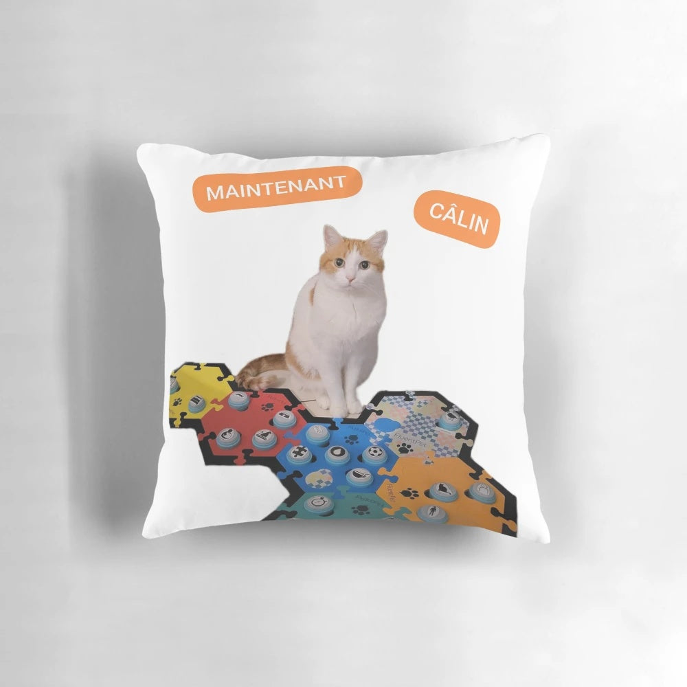 Flint talking pillow, a huggable plush companion from the Fluent Pet series