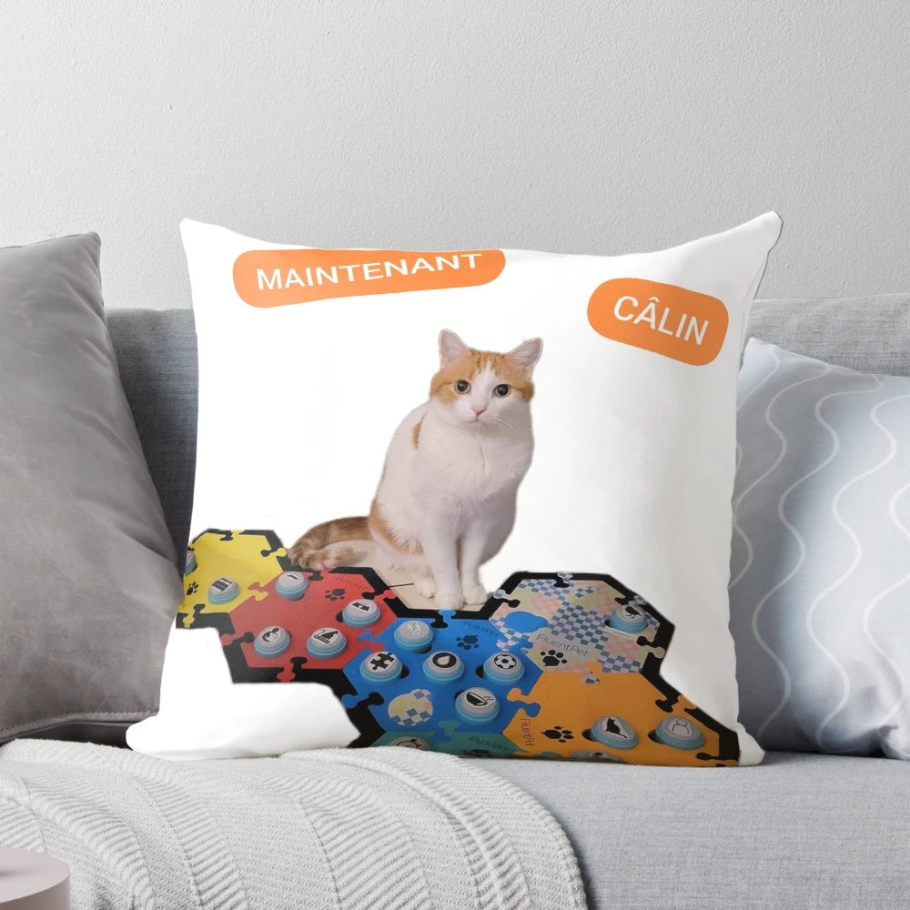 Flint talking pillow, a huggable plush companion from the Fluent Pet series