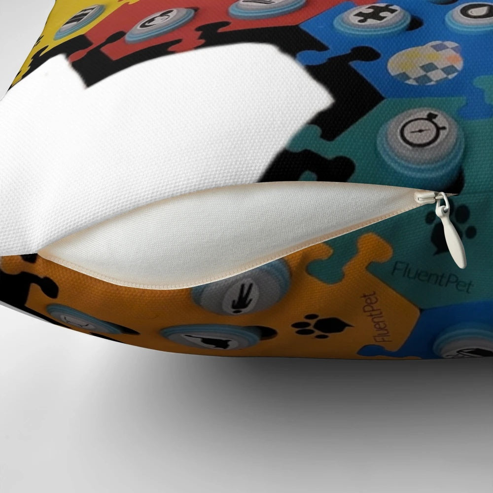 Flint talking pillow, a huggable plush companion from the Fluent Pet series