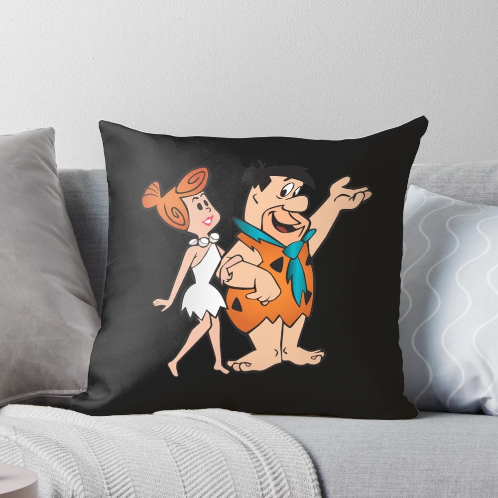 Flintstones-themed personalized pillow featuring a cartoon caveman design