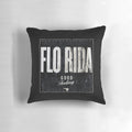 Flo Rida inspired throw pillow featuring the rapper's iconic album covers and Florida-themed design