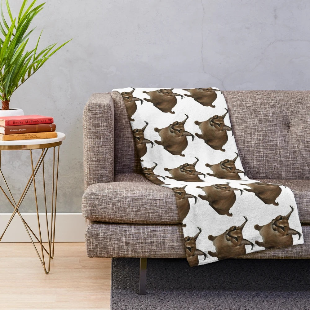Floppa plush blanket with big ears and cute caracal design