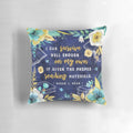 A beautifully crafted pillow featuring a watercolor-inspired floral design in shades of turquoise, teal, and gold, perfect for book lovers and fantasy fans.
