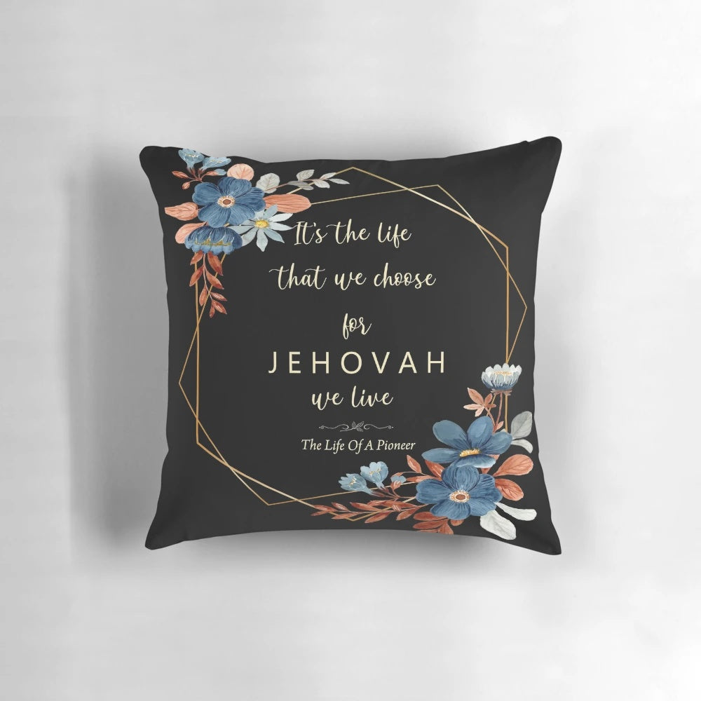 Floral JW Pioneer Life Pillow, a minimalist home decor item for Jehovah's Witness pioneers
