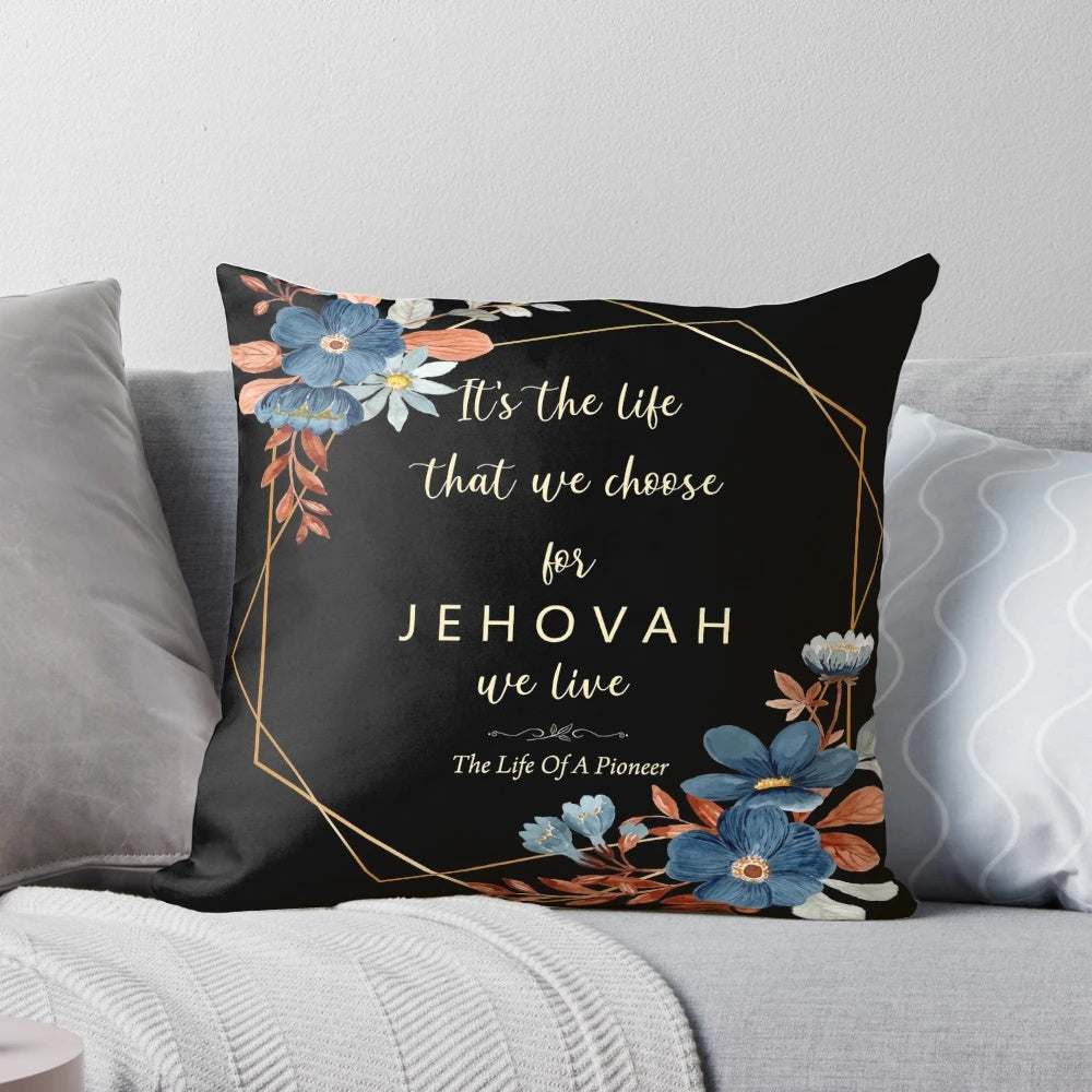 Floral JW Pioneer Life Pillow, a minimalist home decor item for Jehovah's Witness pioneers