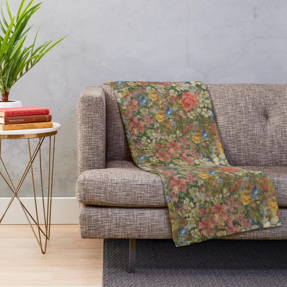 Floral painting plush blanket with Panic at the Disco inspired design