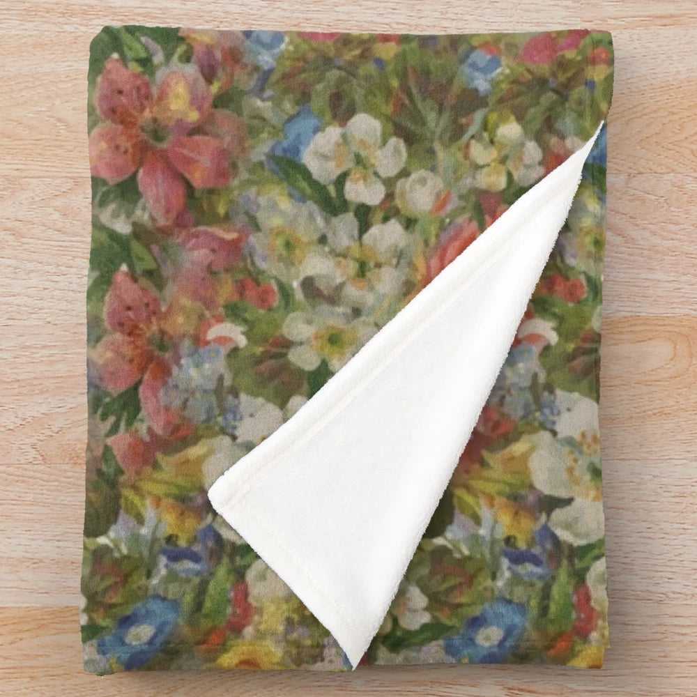 Floral painting plush blanket with Panic at the Disco inspired design