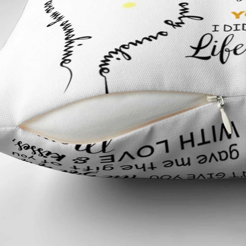 Sunflower-themed decorative pillow for daughter