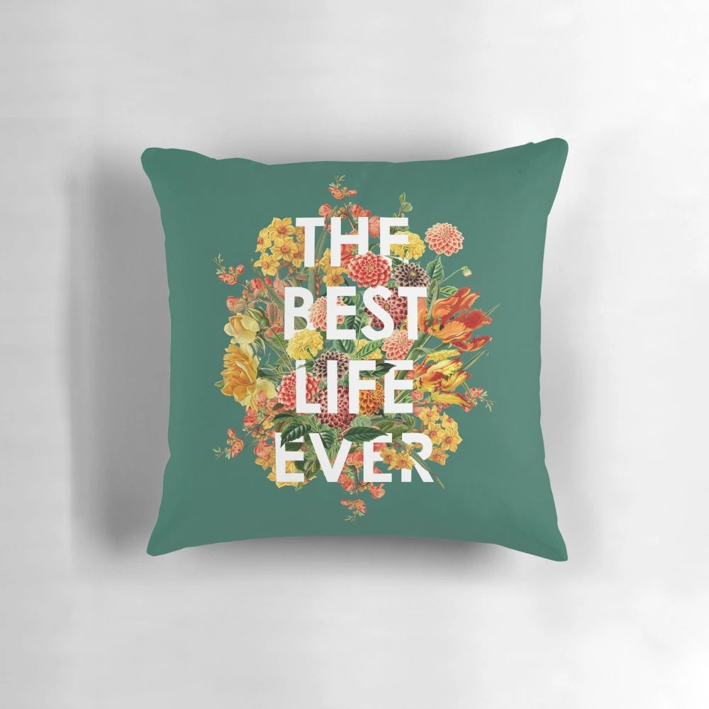 Floral pattern pillow featuring a Bible verse, perfect for Jehovah's Witness home decor.