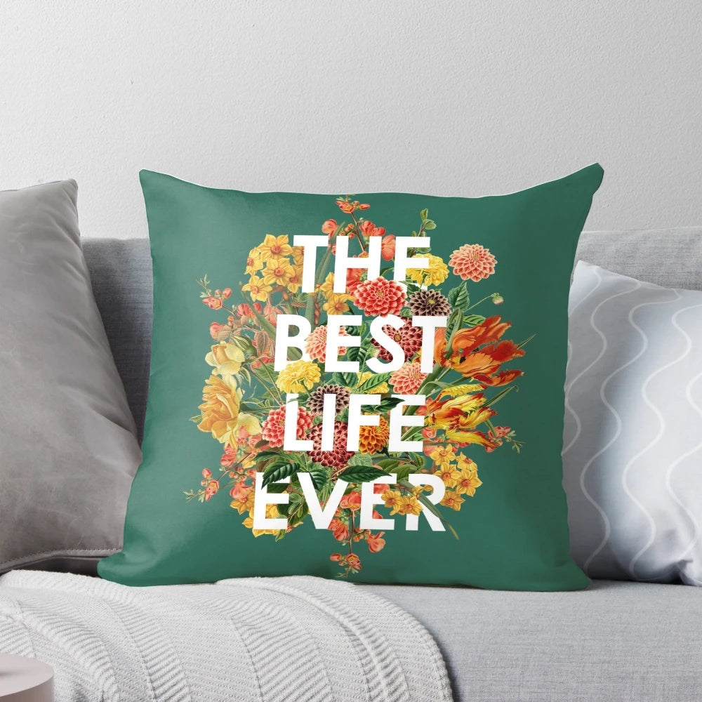 Floral pattern pillow featuring a Bible verse, perfect for Jehovah's Witness home decor.