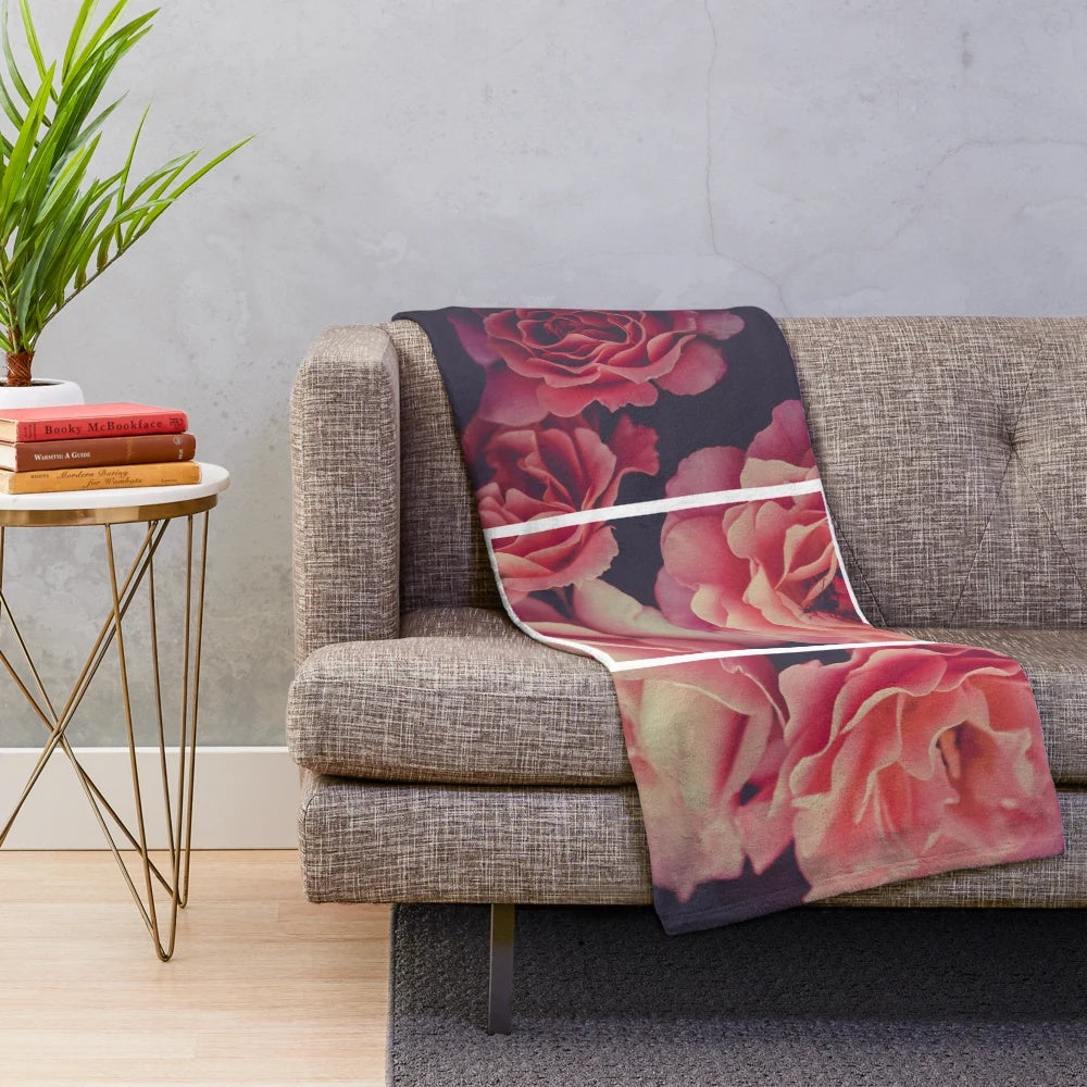 Floral rectangle plush blanket inspired by the band The 1975