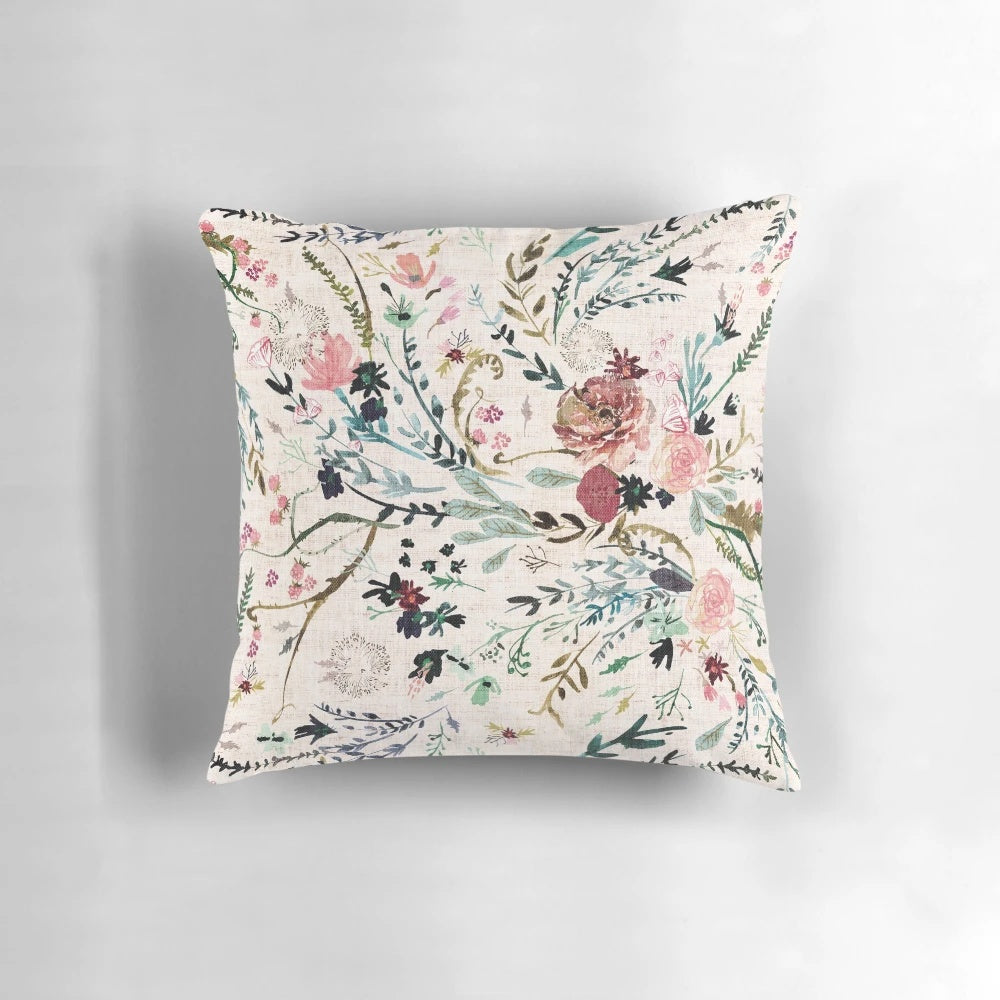 Fable Floral Pillow - A nature-inspired, spring-themed pillow with a vintage floral design.