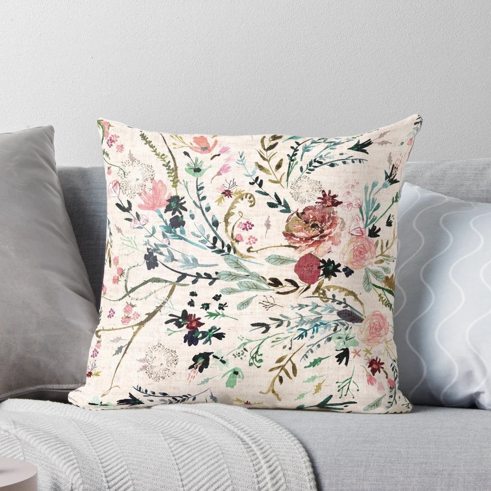 Fable Floral Pillow - A nature-inspired, spring-themed pillow with a vintage floral design.