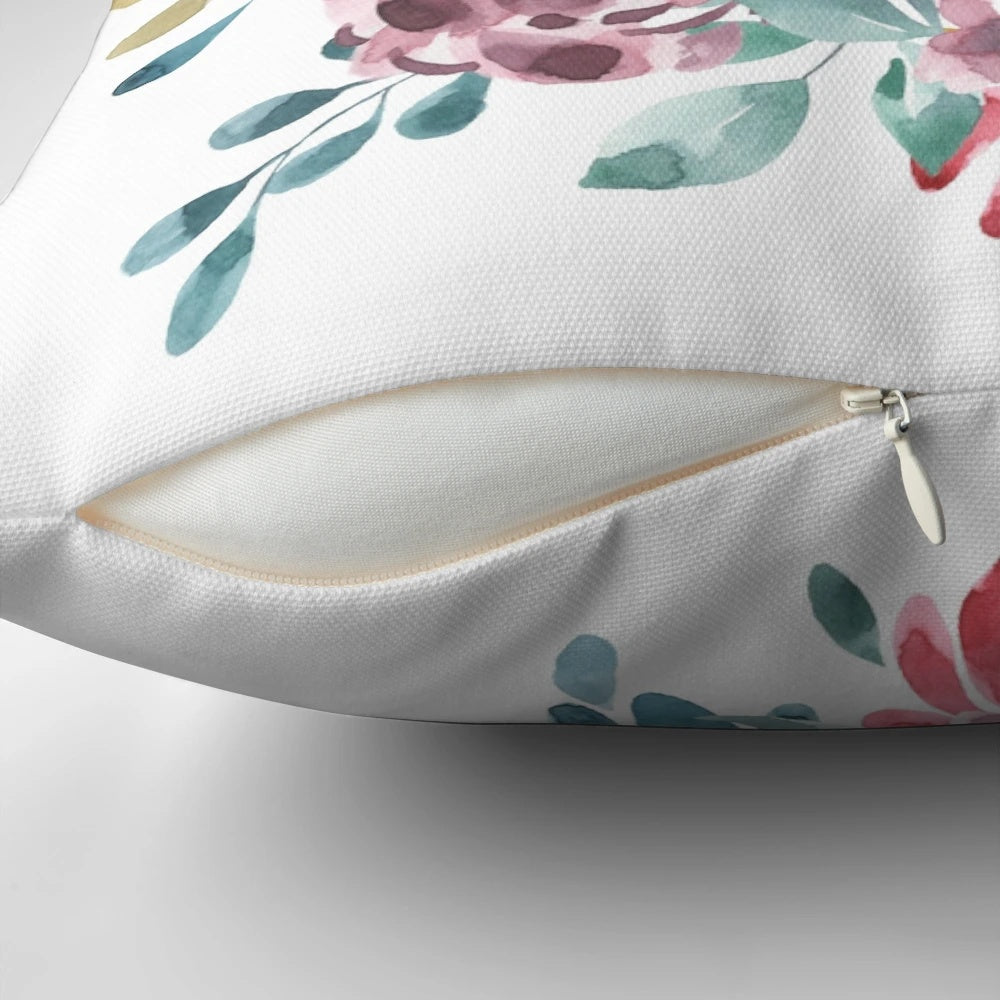 Floral watercolor 'The Joy of the Lord' Bible verse decorative pillow