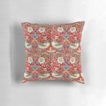 Decorative floral throw pillow featuring the iconic "Strawberry Thief" design by William Morris