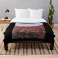 Plush blanket with an image of the famous Barry Wood meme in a flower field