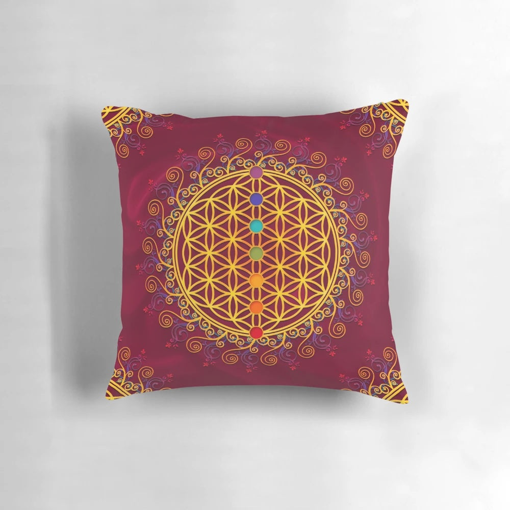 Flower of Life Chakra Meditation Pillow - Spirituality, Yoga, Zen