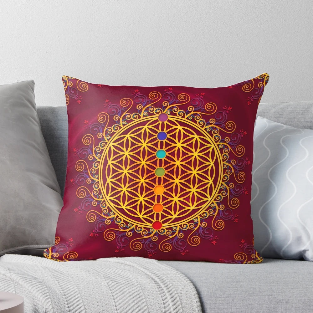Flower of Life Chakra Meditation Pillow - Spirituality, Yoga, Zen