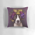 Flower Power Pitbull Dog Pillow featuring a dog in a flower crown