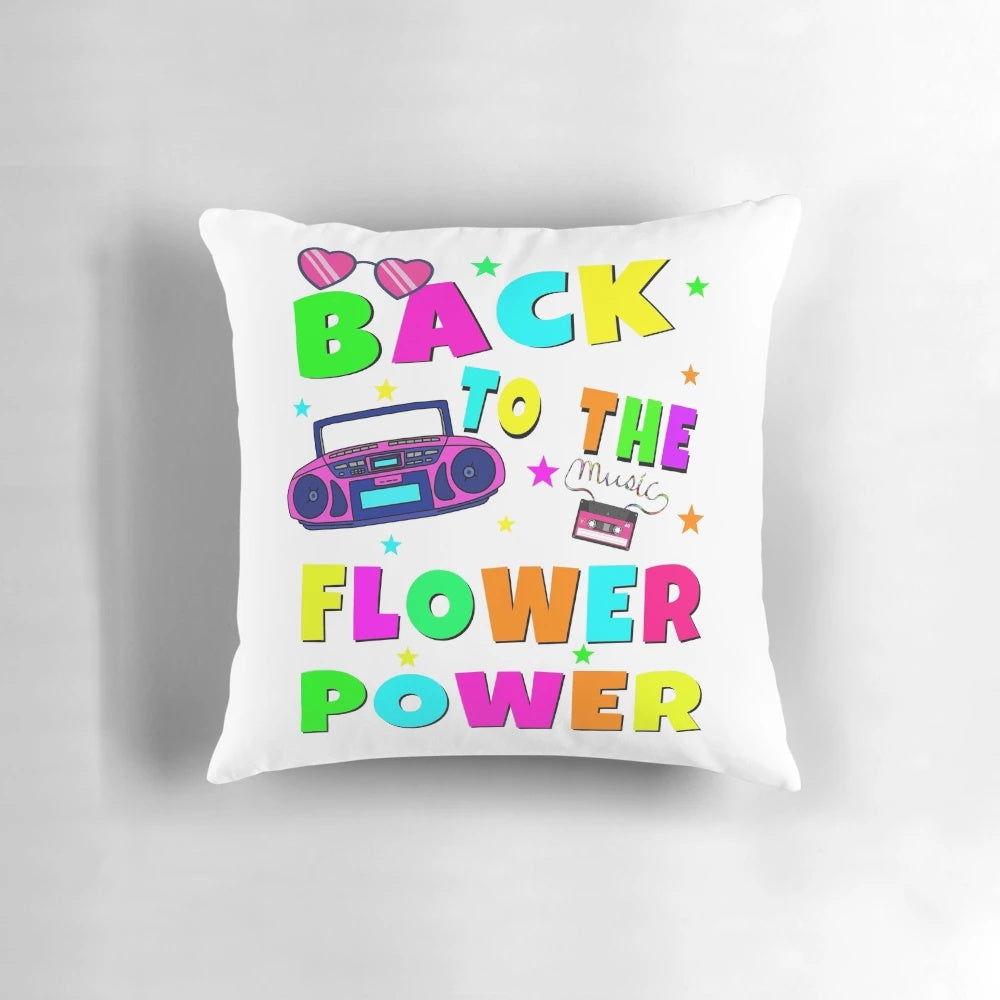 Colorful flower power retro 70s vintage hippie style pillow