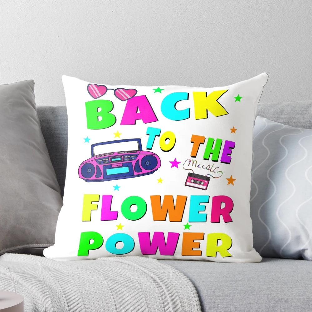 Colorful flower power retro 70s vintage hippie style pillow
